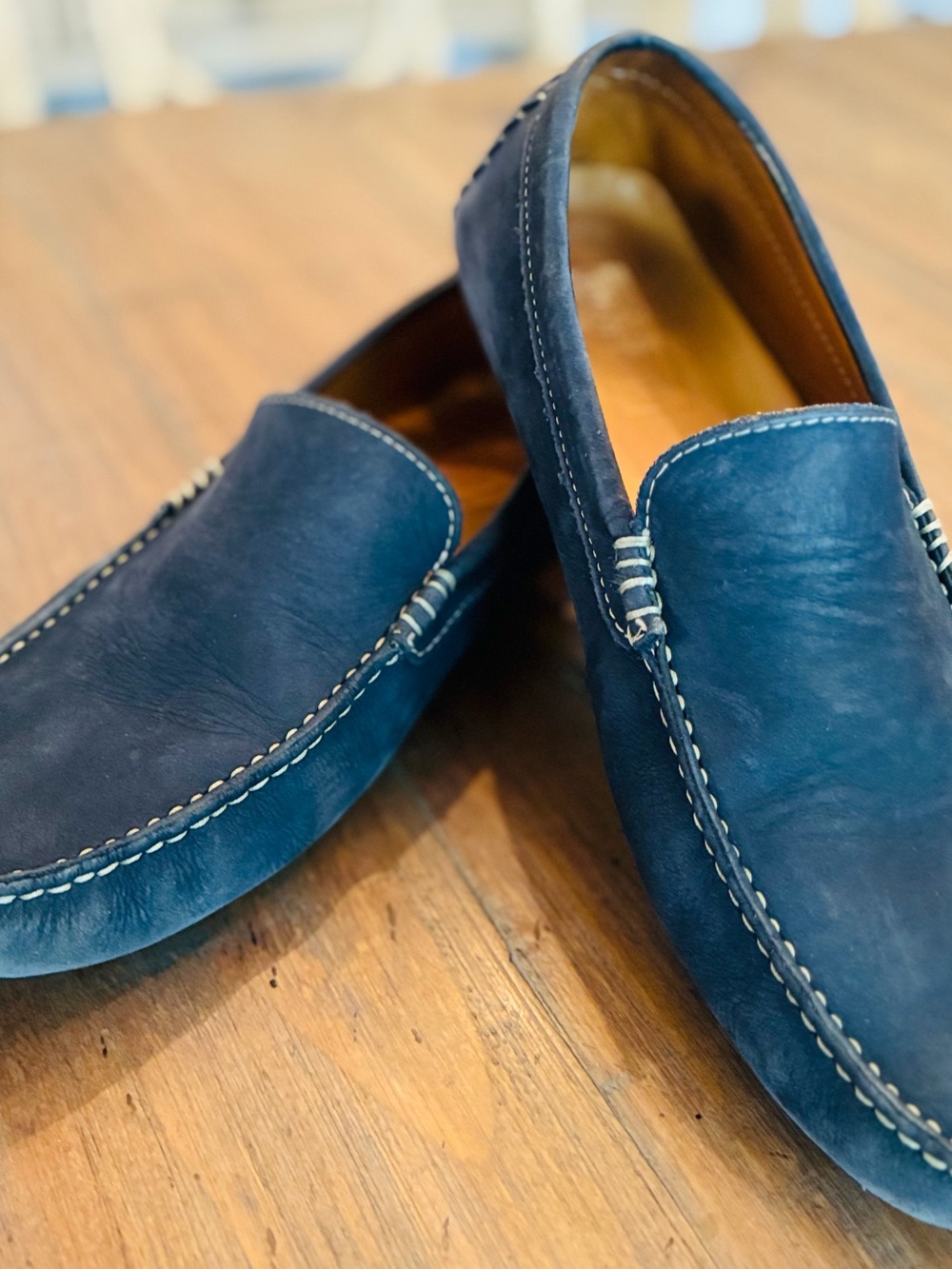 Men's Navy Blue Slip-On Loafers Classic Driving Moccasins by Mercanti Fiorentini